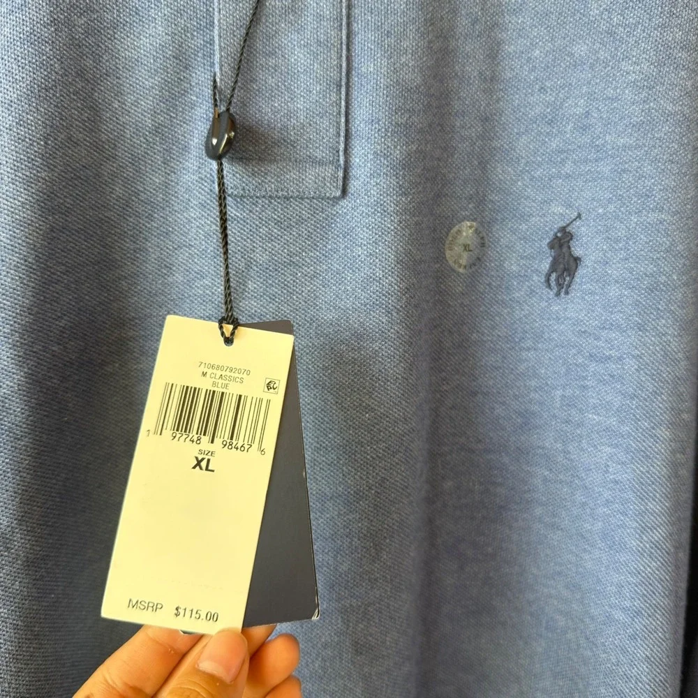 Polo Ralph Lauren Long Sleeve Polo Mens XL Blue Classic Fit Cotton Mesh NWT